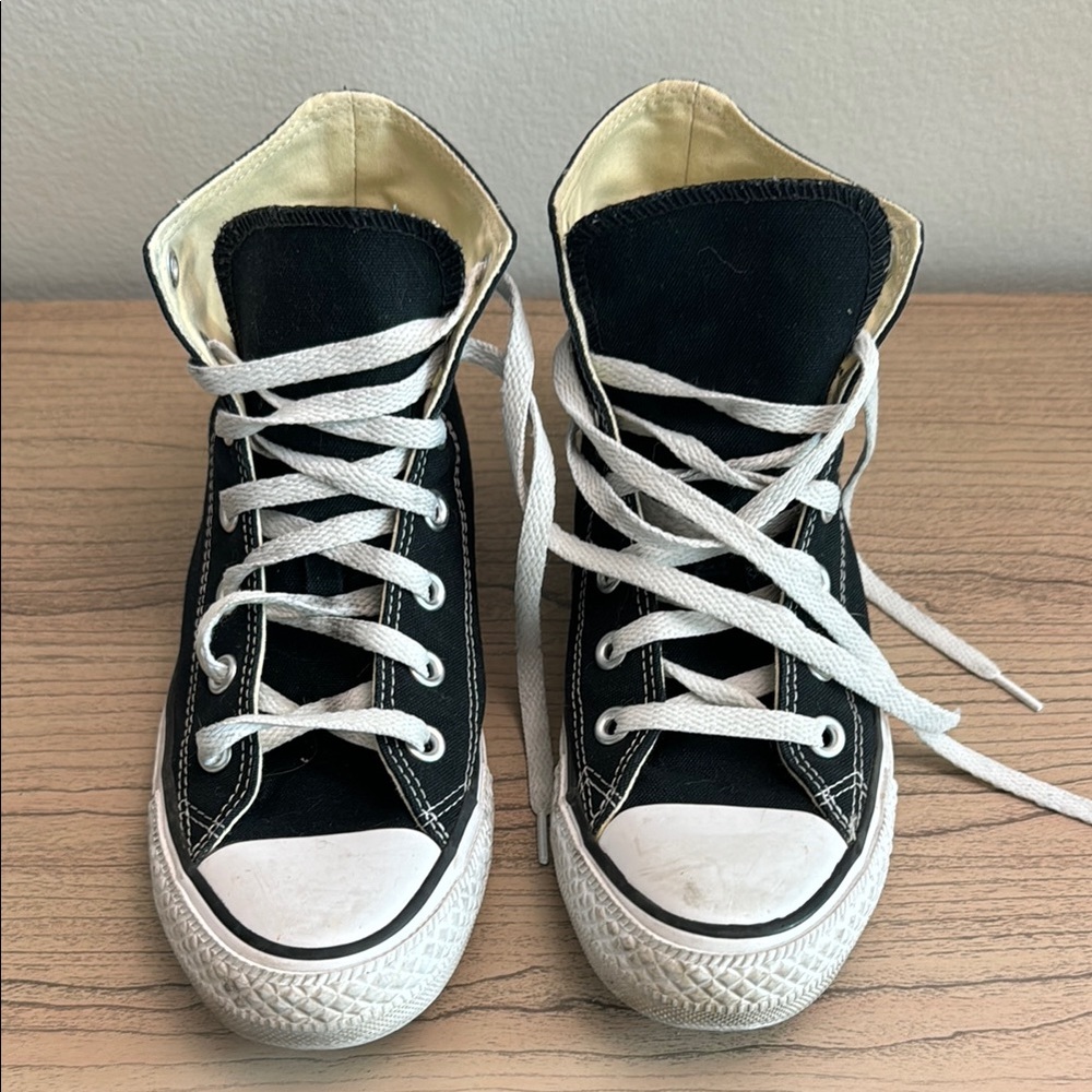 Black High-Top Sneakers with White Laces